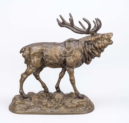 Sculpteur inconnu, vers 1900, cerf rugissant aux b
