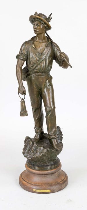 Sculpteur français vers 1900, « Le Mineur », mineu