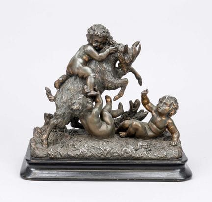 Sculpteur inconnu, vers 1900, jeu de putti avec un
