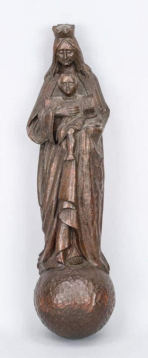 Vierge à l'Enfant, XXe siècle, chêne. Statue sculp