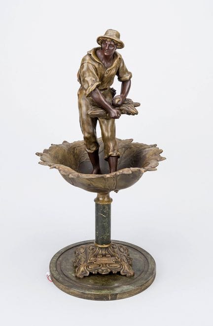 Centre de table figuratif, XXe siècle, fonte métal