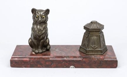 Encrier Art déco, 1re moitié du XXe siècle, métal 
