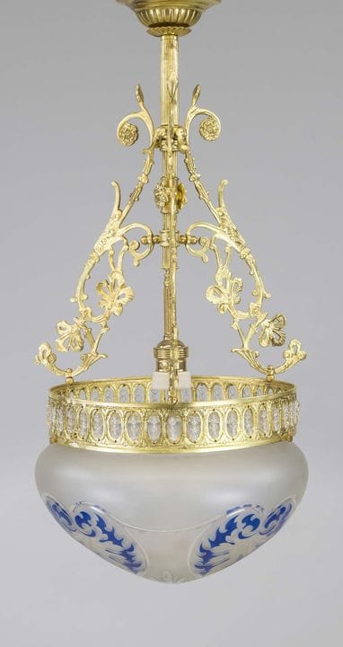 Suspension, XIXe/XXe siècles, laiton doré, structu