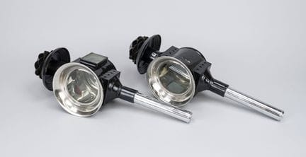 Paire de lampes de calèche, XIXe/XXe siècles, tôle