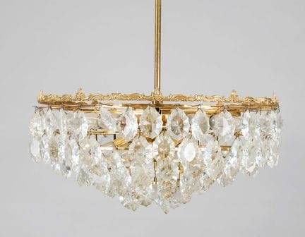 Lustre, XXe siècle, couronnes ornées de pendants e