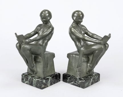 Paire de serre-livres Art déco « Délassement » de 