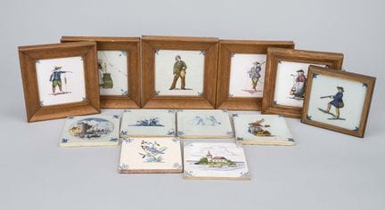 12 azulejos, siglos XIX y XX, con y sin marco, div