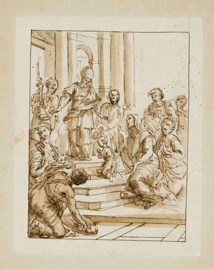 Italienische Schule um 1700, Mariä Tempelgang, Fed