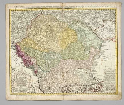 Mapa histórico de Hungría y los países limítrofes 