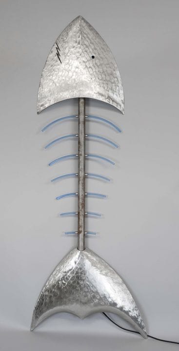Wandlampe bzw Lichtskulptur ''Haifisch'', Entwurf 