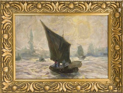 Unknown artist, ca. 1930, Impressionist harbor sce