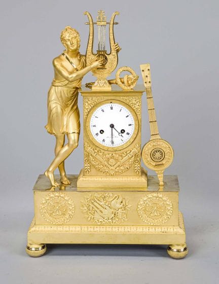 Empire - Reloj de péndulo con figuras de bronce, F