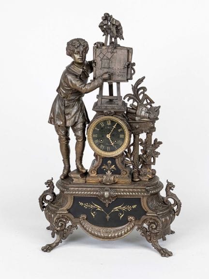 Historicismo - Reloj de péndulo con figuras, Franc