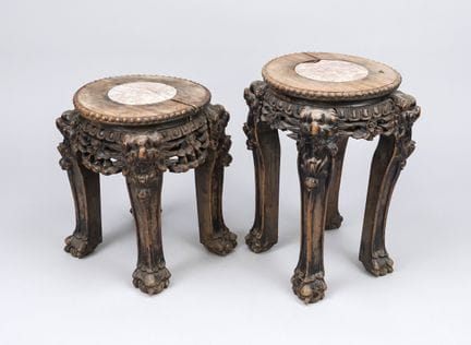 2 piedistalli, Cina, inizio XX secolo, legno con l
