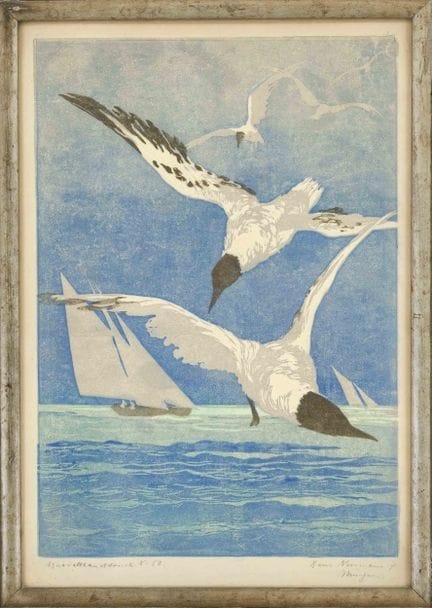 Hans Neumann (1873–1957), Seagulls and Two Sailboa