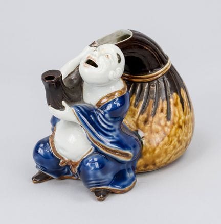 Brocca da sake figurativa (Hotei con sacco), Giapp