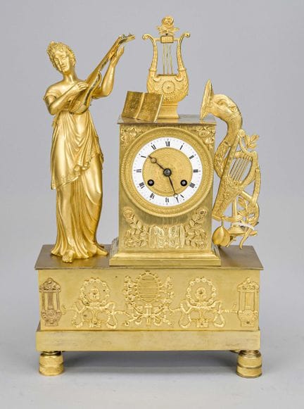 Estilo Imperio - Reloj de péndulo con figuras, Fra