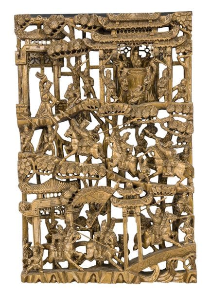 Pannello intagliato, Cina, fine del XIX secolo (di