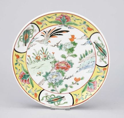 Plato, China, siglo XX, espejo con paisaje, bander