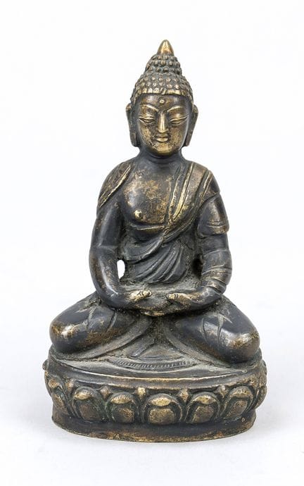 Buddha, Tibet/China, wohl 19. Jh., Bronze. Auf ein
