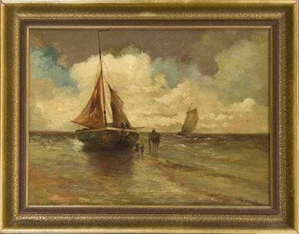 F. Schmidt, painter, circa 1900, Fishing Boat on t