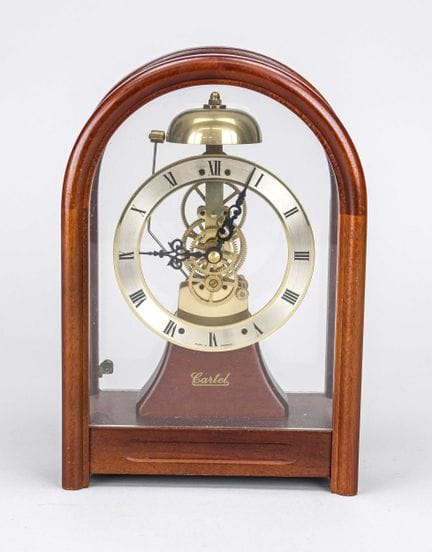 Cartel - Reloj de mesa, caoba, mecanismo esqueléti