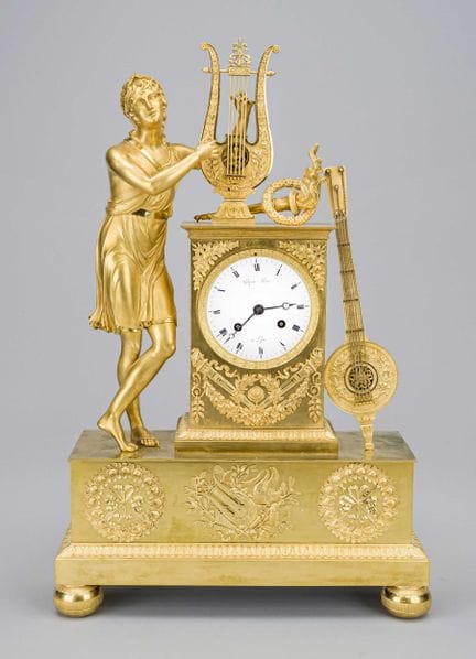 Estilo Imperio - Reloj de péndulo con figuras, Fra
