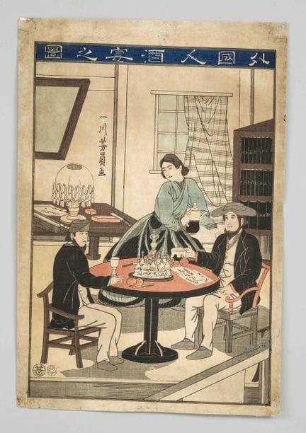 Xilografia a colori di Utagawa Yoshikazu, Giappone