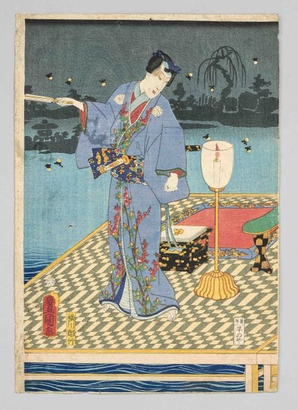 Stampa su legno a colori ukiyo-e di Utagawa Kunisa