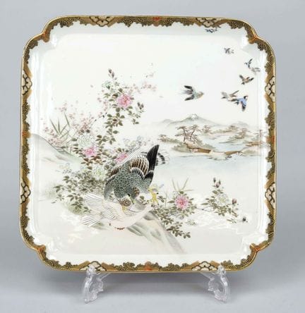 Satsuma Tablett, Japan, Anfang 20. Jh., quadratisc