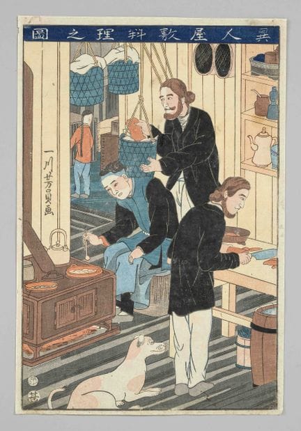 Xilografia a colori di Utagawa Yoshikazu, Giappone