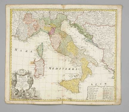 Mapa histórico de Italia — «Italia in suos Status 