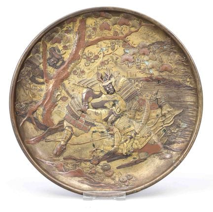 Mixed metal Zierteller, Japan um 1900 (Meiji). Spi