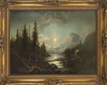 19th-century Romantic painter, Moonlight on a Moun