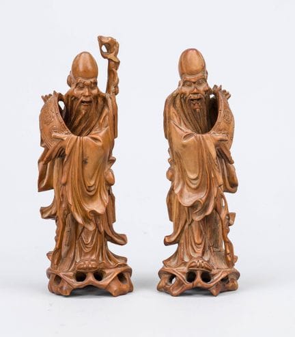 2 statuette di Shou-Lao, Cina, prima metà del XX s