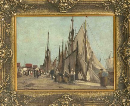 Germann Grobe (1857–1938). Harbor Scene in Normand