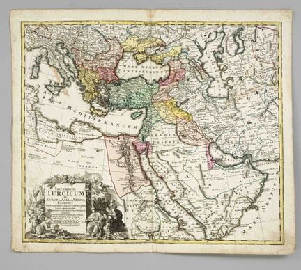 Mapa histórico del sur de Europa, del Imperio turc