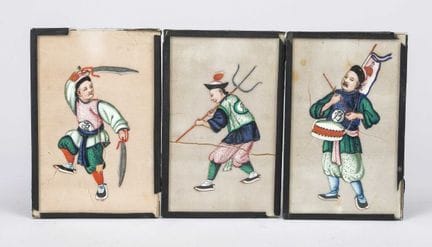 3 Reispapierbilder, China um 1900 (Qing), polychro