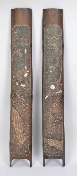 Paar Paneele mit Samurai, Japan, 19. Jh. (Meiji), 