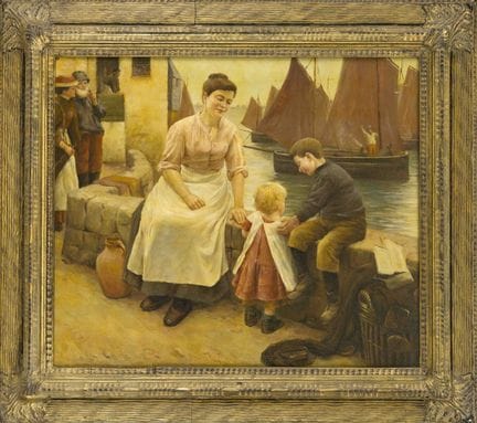 Peintre inconnu du XXe siècle, scène familiale au 