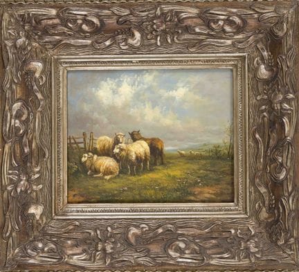 Peter Bergmann (b. 1937), Sheep in a Pasture, oil 