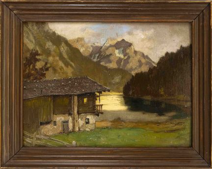 Karl Moser (1893-?), Veduta dell’Hintersee, olio s