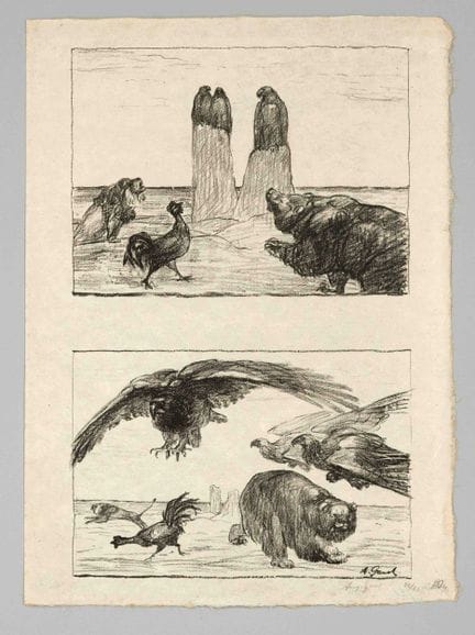 August Gaul (1869-1921), due scene fiabesche, due 