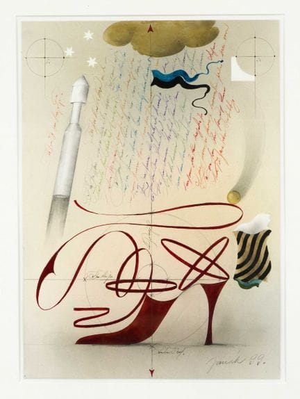 阿洛伊斯·雅纳克（1924-2024），《匕首与火箭》组画，混合媒介画于纸板上的原作，右下角手签并注