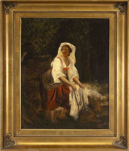 Pintor desconocido del siglo XIX. Italiana lavando