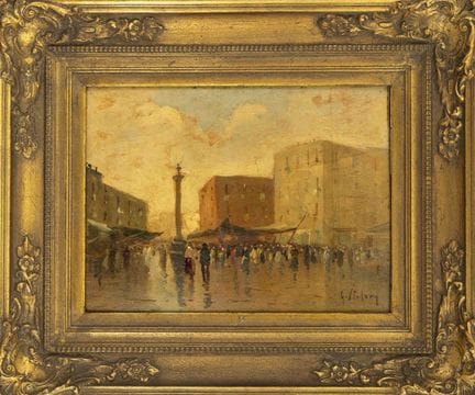 Pintor italiano de alrededor de 1900, plaza urbana
