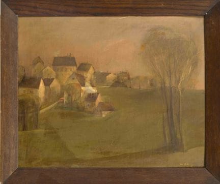 Artista desconocido, hacia 1980, paisaje otoñal co