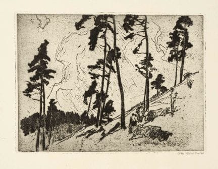 Otto Ubbelohde (1867-1922), Paesaggio con pini, in