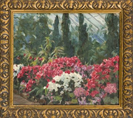 Pintor desconocido del siglo XX, arbustos en flor 