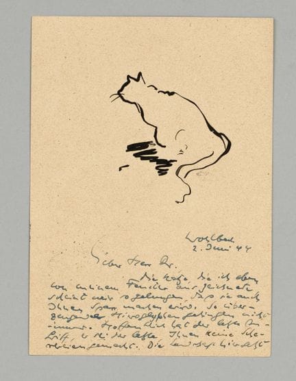 Max Schwimmer (1895-1960), postal con un dibujo de